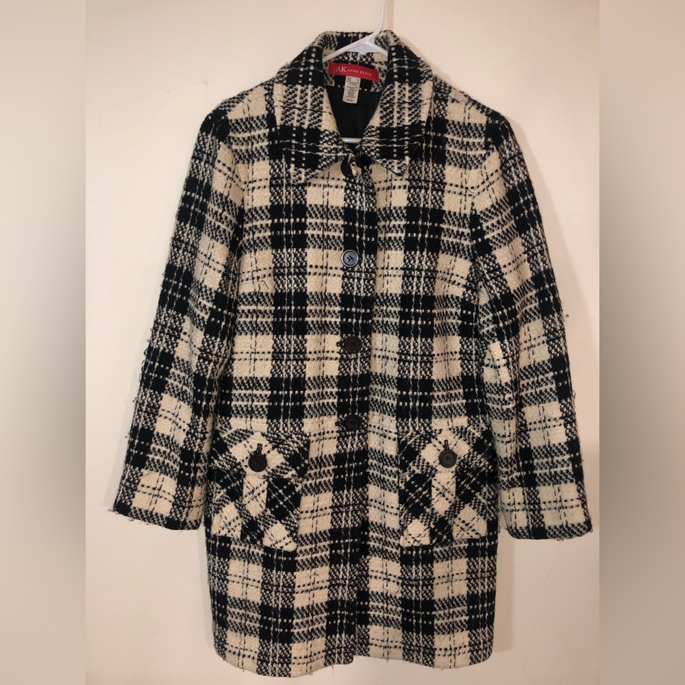 AK anne klein jack baige and black size L 80% wool/laine/lana 20% Nylon